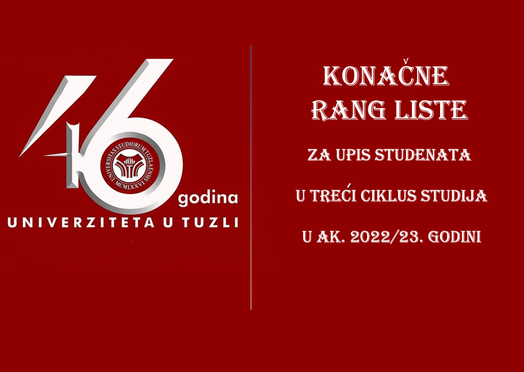 Univerziet u Tuzli - KONAČNE RANG LISTE - III CIKLUS