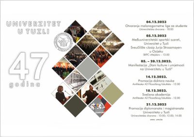 Program obilježavanja 47 godina postojanja i rada Univerziteta u Tuzli