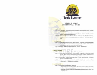 Univerzitet u Tuzli - PROGRAM 30. LJETNOG UNIVERZITETA TUZLA – LJUT 2025