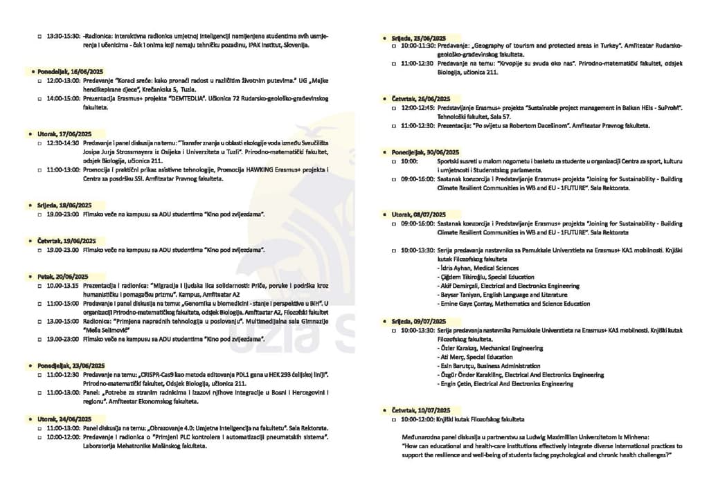 Univerzitet u Tuzli - Program LJUT 2025