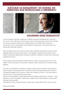 Univerzitet u Tuzli - Esad Duraković: SREBRENICA - ZALOG BUDUĆNOSTI