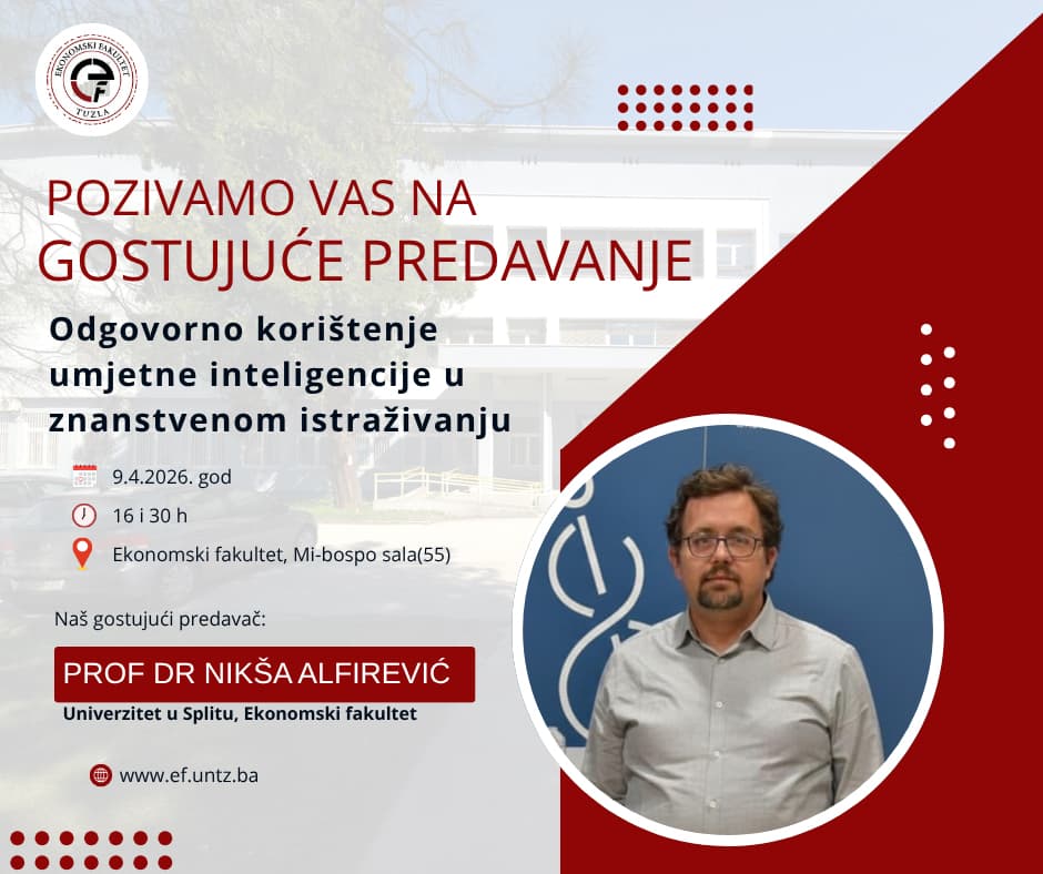 Univerzitet u Tuzli - Gostujuće predavanje prof. dr. Alfirevića o umjetnoj inteligenciji u naučnom istraživanju